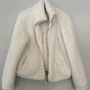 ASOS white puffer coat/teddy jacket - small